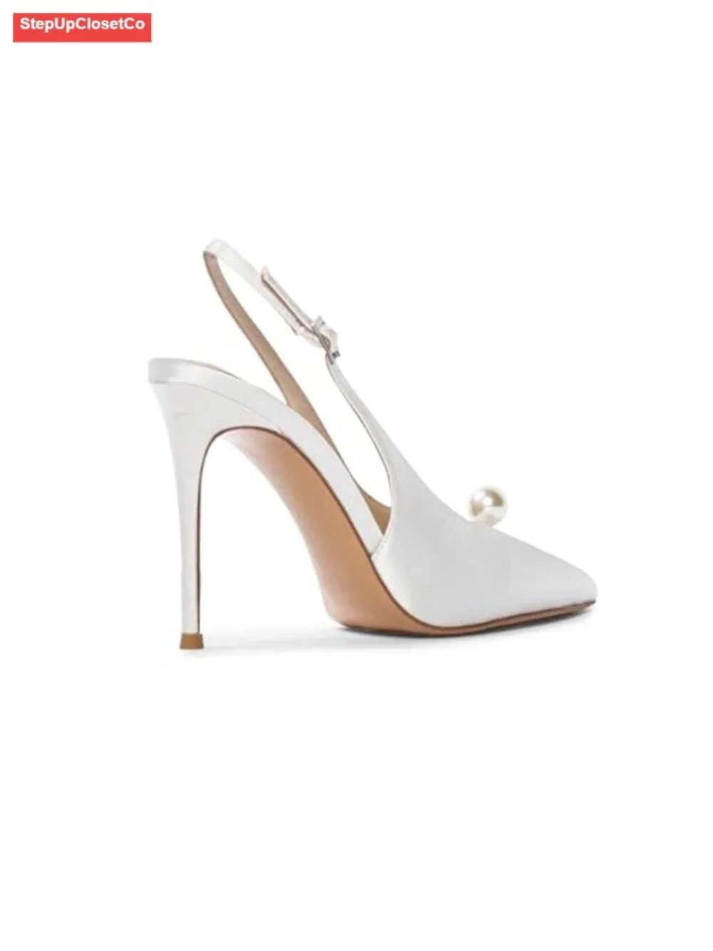 Satin Stiletto Heels Slingback 4 Inch Pointed Toe Pumps